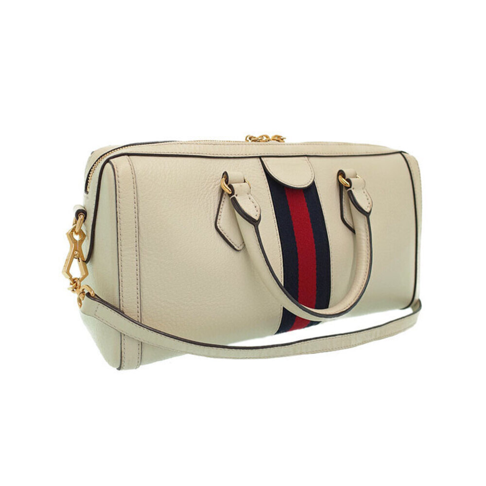 Gucci Web Bag White GG Leather Handle Ophidia Top